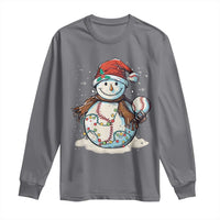 Funny Christmas Baseball Long Sleeve Shirt Cute Snowman Baseball Players Santa Hat