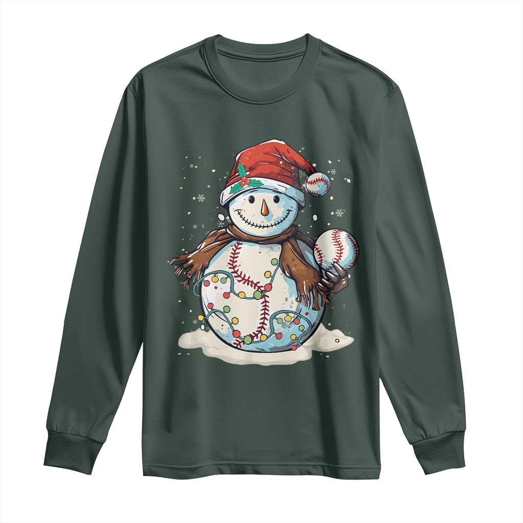 Funny Christmas Baseball Long Sleeve Shirt Cute Snowman Baseball Players Santa Hat