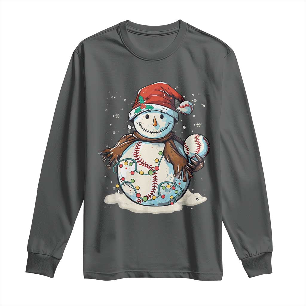 Funny Christmas Baseball Long Sleeve Shirt Cute Snowman Baseball Players Santa Hat