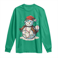 Funny Christmas Baseball Long Sleeve Shirt Cute Snowman Baseball Players Santa Hat