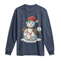 Funny Christmas Baseball Long Sleeve Shirt Cute Snowman Baseball Players Santa Hat
