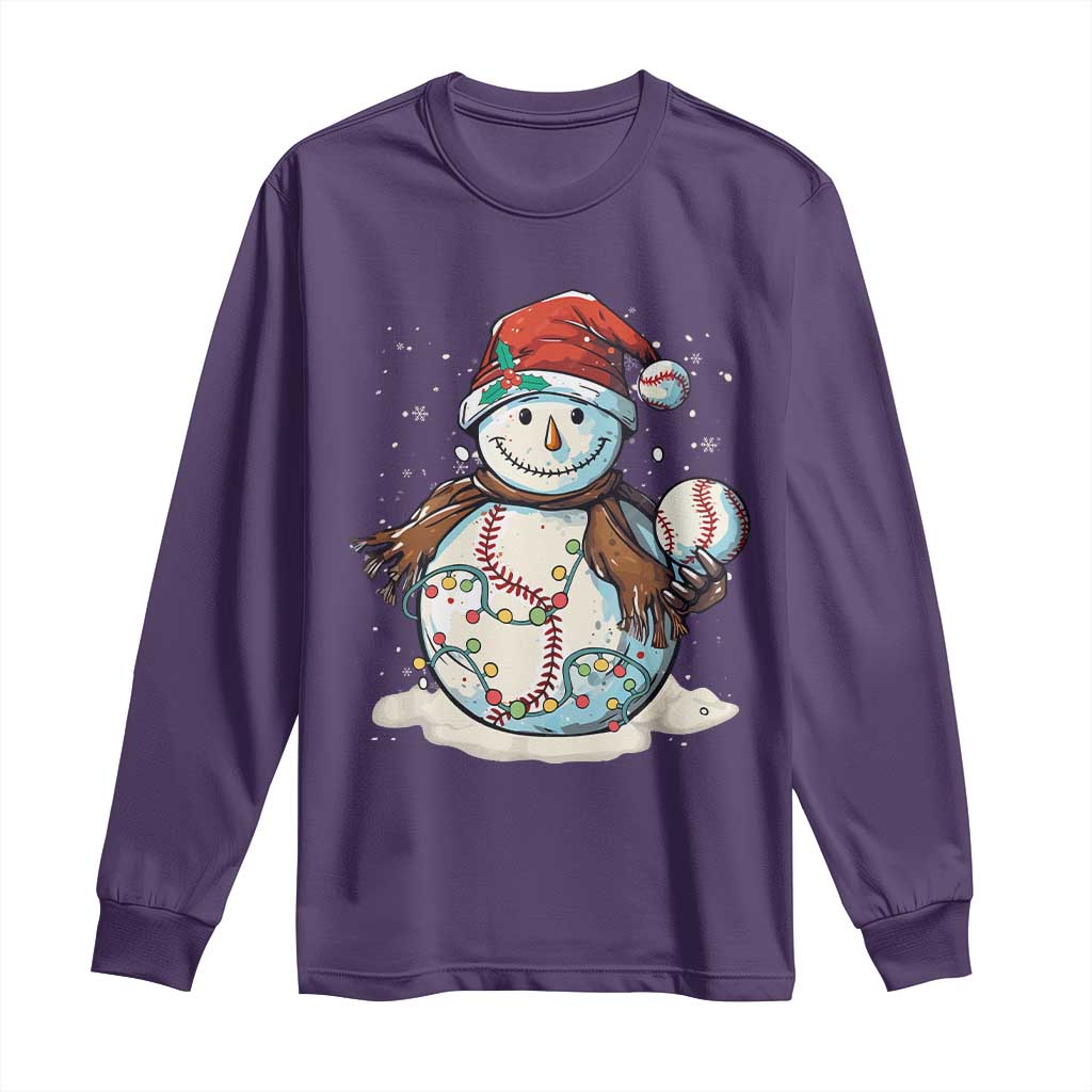 Funny Christmas Baseball Long Sleeve Shirt Cute Snowman Baseball Players Santa Hat