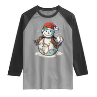 Funny Christmas Baseball Raglan Shirt Cute Snowman Baseball Players Santa Hat - Wonder Print Shop
