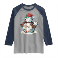 Funny Christmas Baseball Raglan Shirt Cute Snowman Baseball Players Santa Hat - Wonder Print Shop