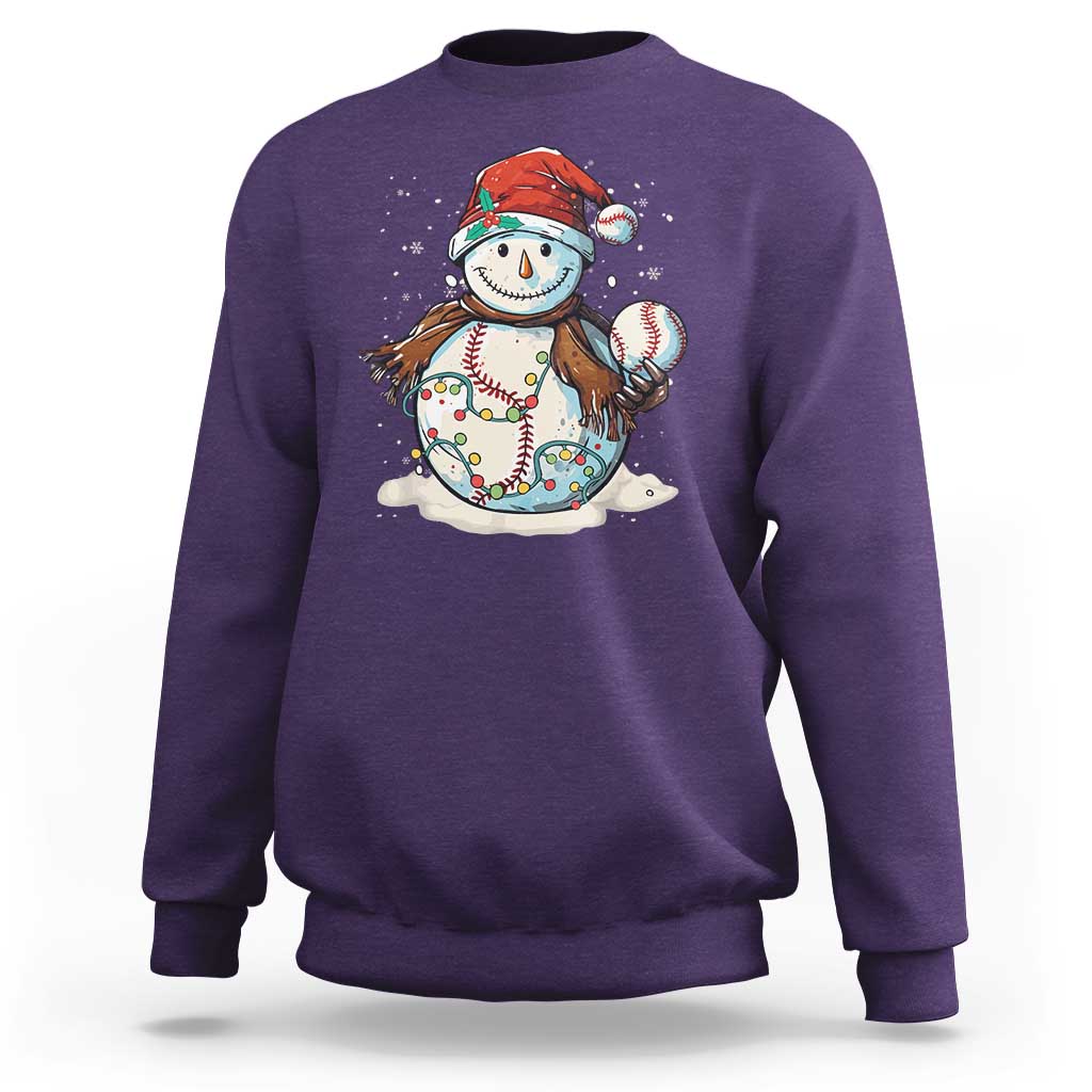 Funny Christmas Baseball Sweatshirt Cute Snowman Baseball Players Santa Hat - Wonder Print Shop