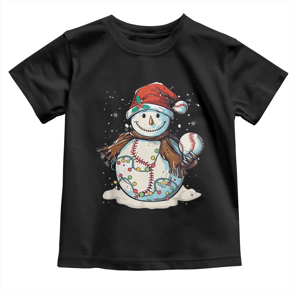 Funny Christmas Baseball Toddler T Shirt Cute Snowman Baseball Players Santa Hat