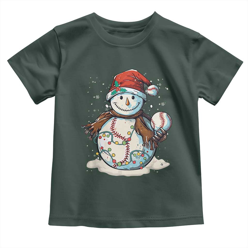 Funny Christmas Baseball Toddler T Shirt Cute Snowman Baseball Players Santa Hat