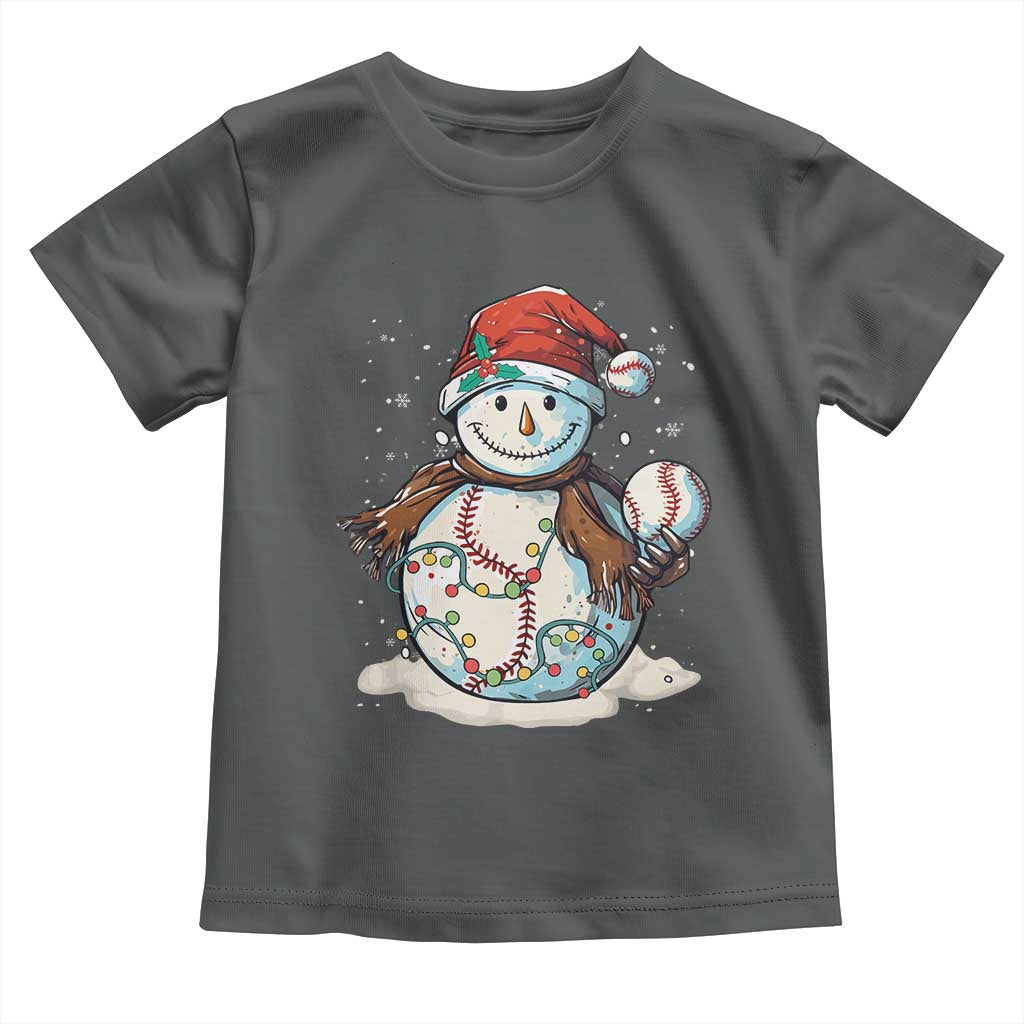 Funny Christmas Baseball Toddler T Shirt Cute Snowman Baseball Players Santa Hat