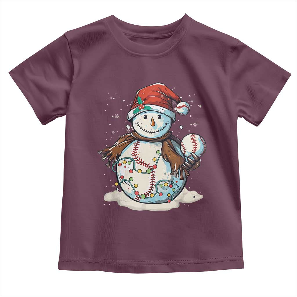 Funny Christmas Baseball Toddler T Shirt Cute Snowman Baseball Players Santa Hat