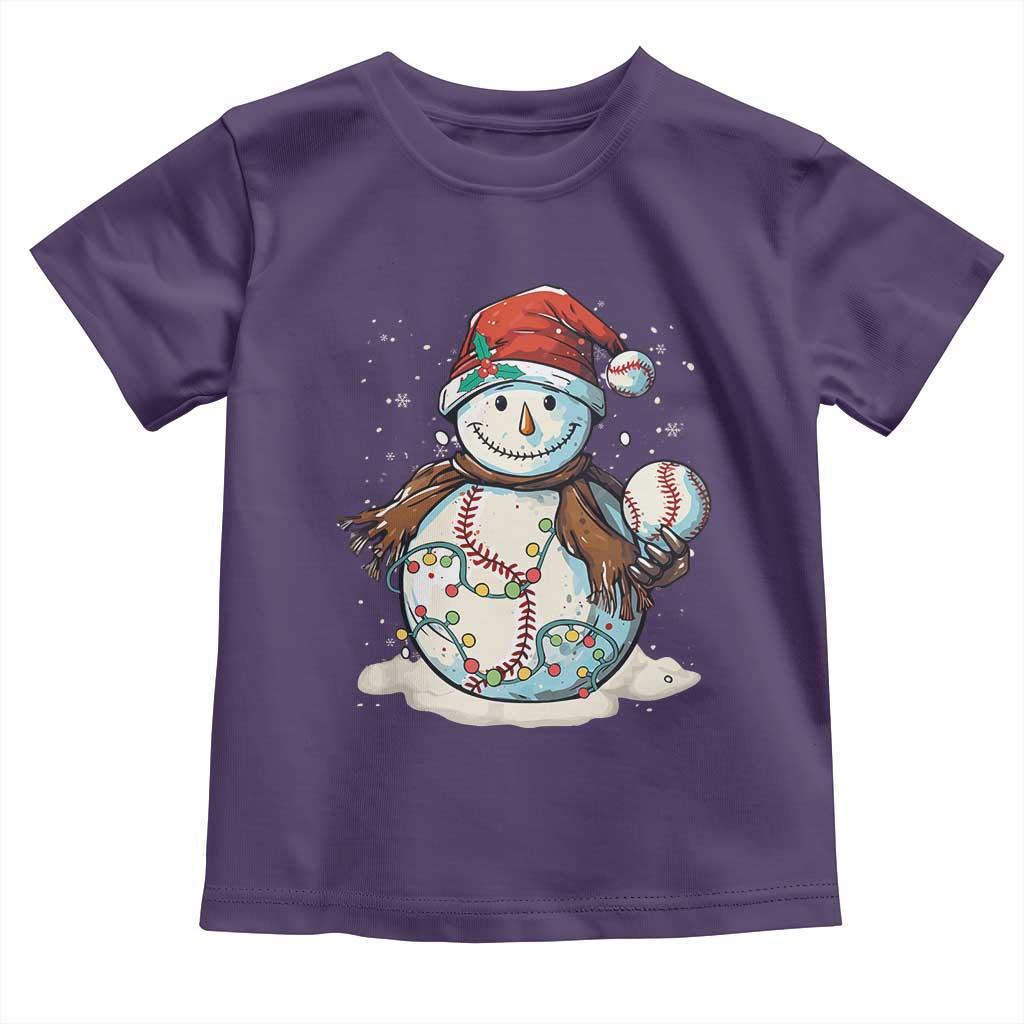 Funny Christmas Baseball Toddler T Shirt Cute Snowman Baseball Players Santa Hat