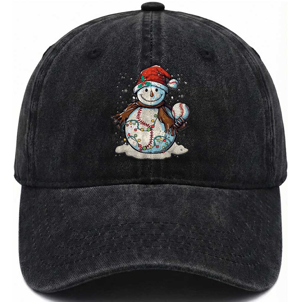 Funny Christmas Baseball Washed Cotton Baseball Cap Cute Snowman Baseball Players Santa Hat
