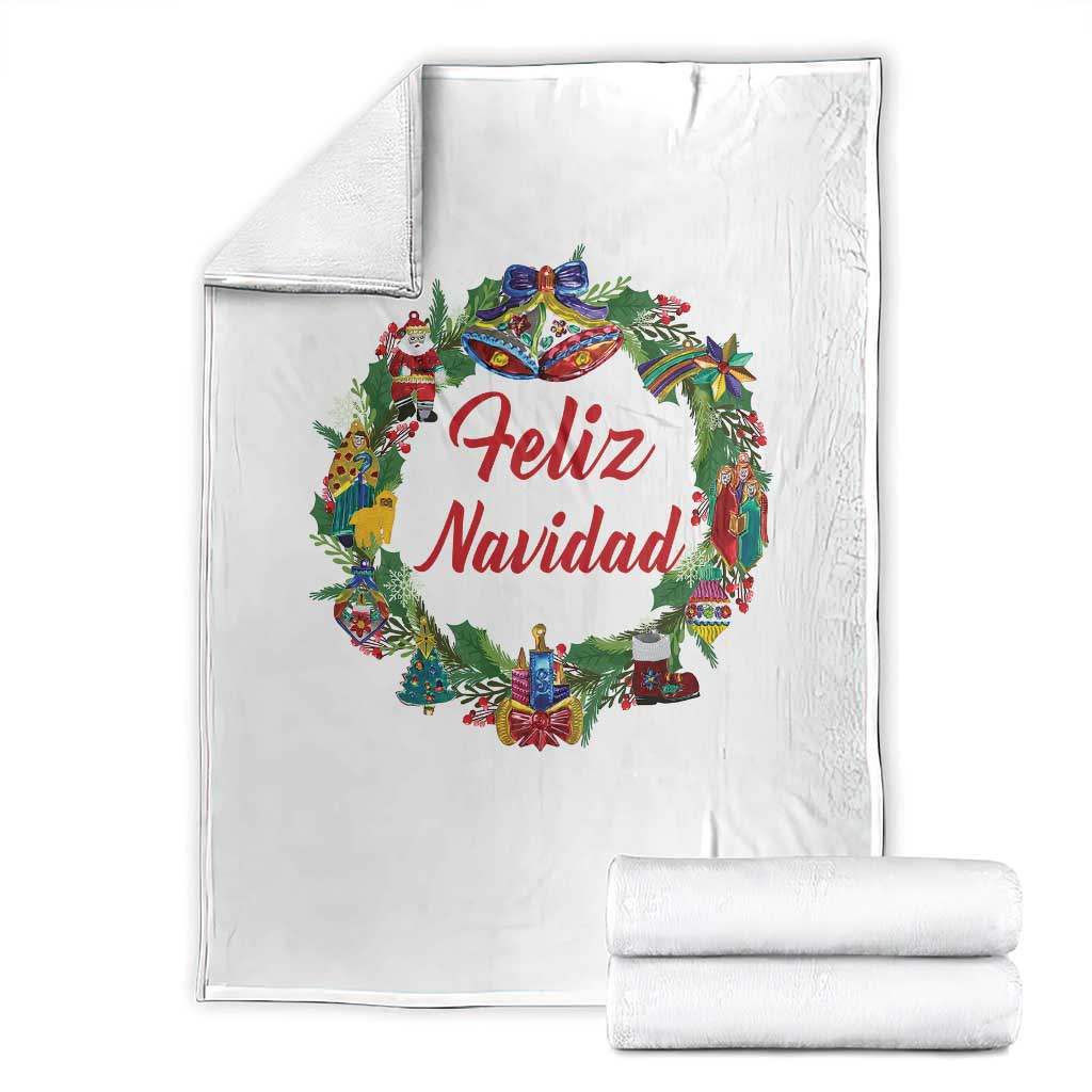 Christmas In Mexico Throw Blanket Feliz Navidad Xmas Wreath - Wonder Print Shop