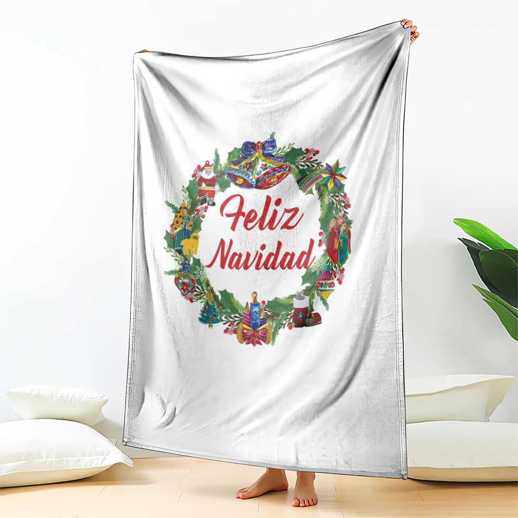 Christmas In Mexico Throw Blanket Feliz Navidad Xmas Wreath - Wonder Print Shop