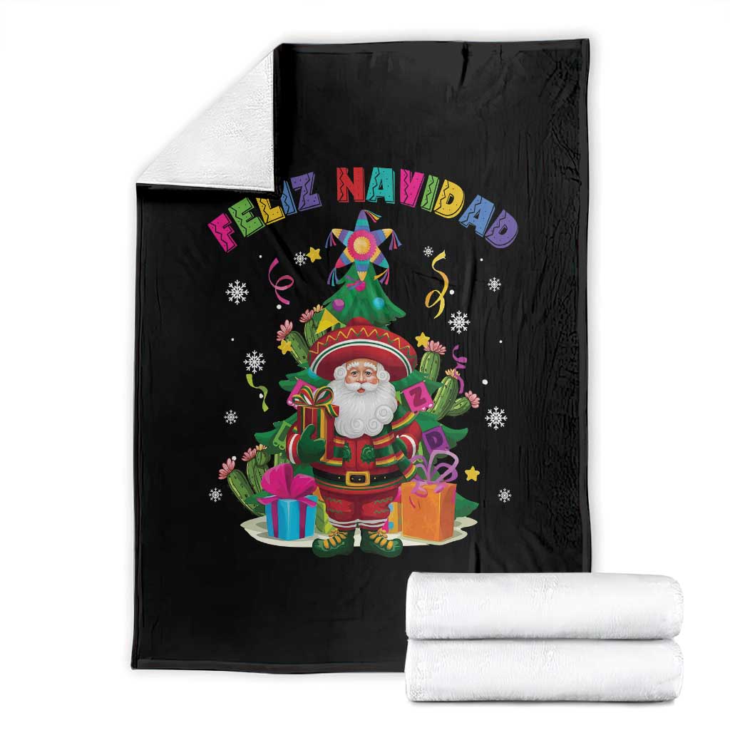 Funny Christmas In Mexico Throw Blanket Feliz Navidad Sombrero Santa Xmas Tree - Wonder Print Shop