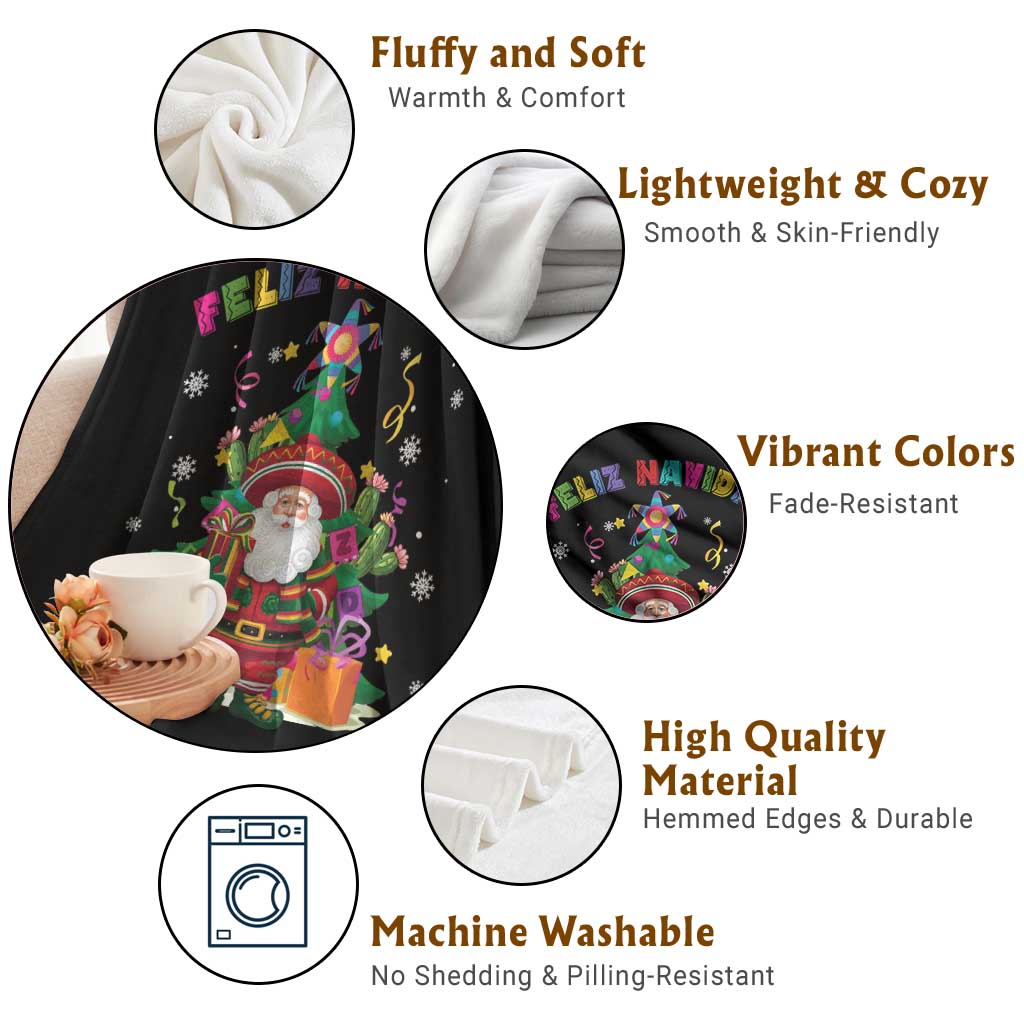 Funny Christmas In Mexico Throw Blanket Feliz Navidad Sombrero Santa Xmas Tree - Wonder Print Shop