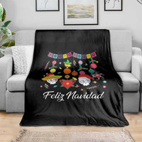 Feliz Navidad Throw Blanket Funny Christmas In Mexico Sugar Skull Pinata Star - Wonder Print Shop