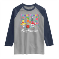 Feliz Navidad Raglan Shirt Funny Christmas In Mexico Sugar Skull Pinata Star - Wonder Print Shop