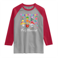 Feliz Navidad Raglan Shirt Funny Christmas In Mexico Sugar Skull Pinata Star - Wonder Print Shop