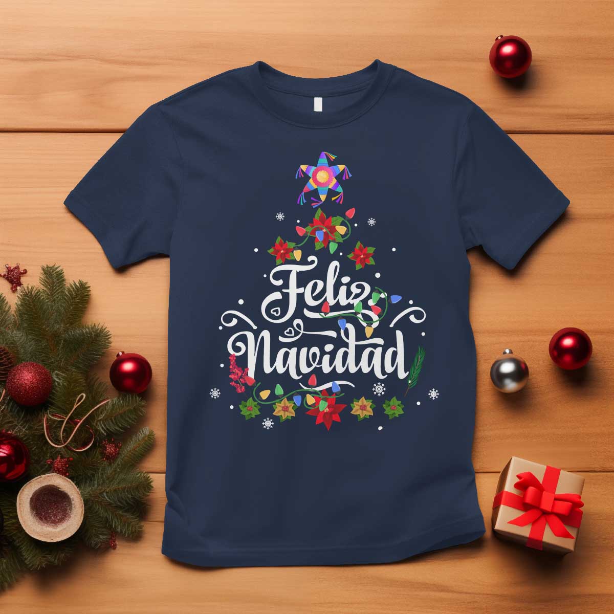 Christmas In Mexico T Shirt Feliz Navidad Pinata Star Xmas Tree - Wonder Print Shop