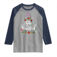 Christmas In Mexico Raglan Shirt Feliz Navidad Pinata Star Xmas Tree - Wonder Print Shop