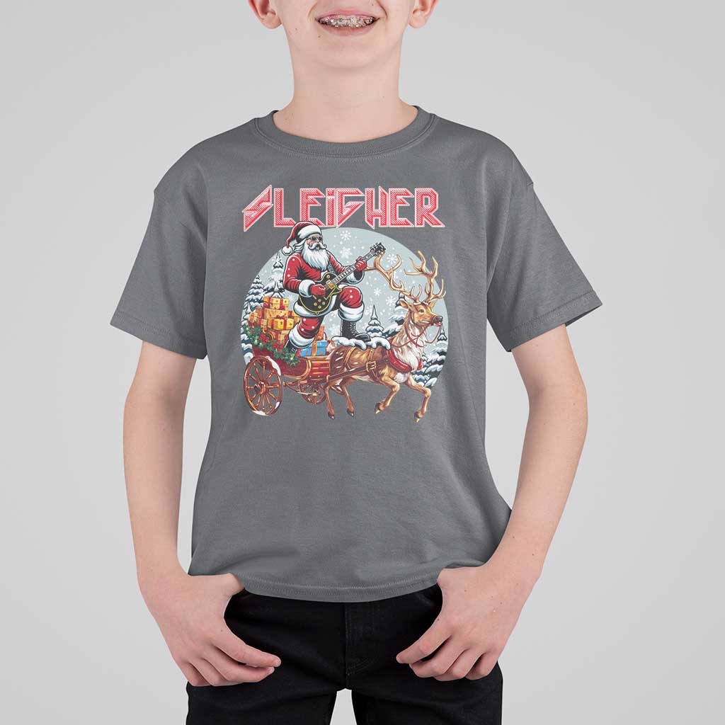 Funny Santa Heavy Metal Christmas T Shirt For Kid Sleigher Xmas Rock & Roll - Wonder Print Shop