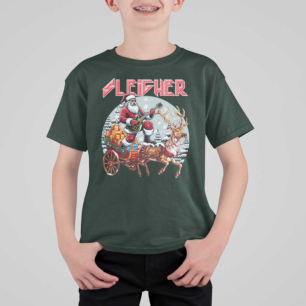 Funny Santa Heavy Metal Christmas T Shirt For Kid Sleigher Xmas Rock & Roll - Wonder Print Shop
