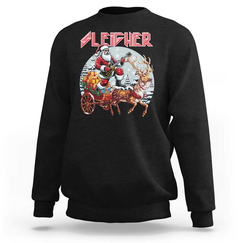 Funny Santa Heavy Metal Christmas Sweatshirt Sleigher Xmas Rock & Roll - Wonder Print Shop