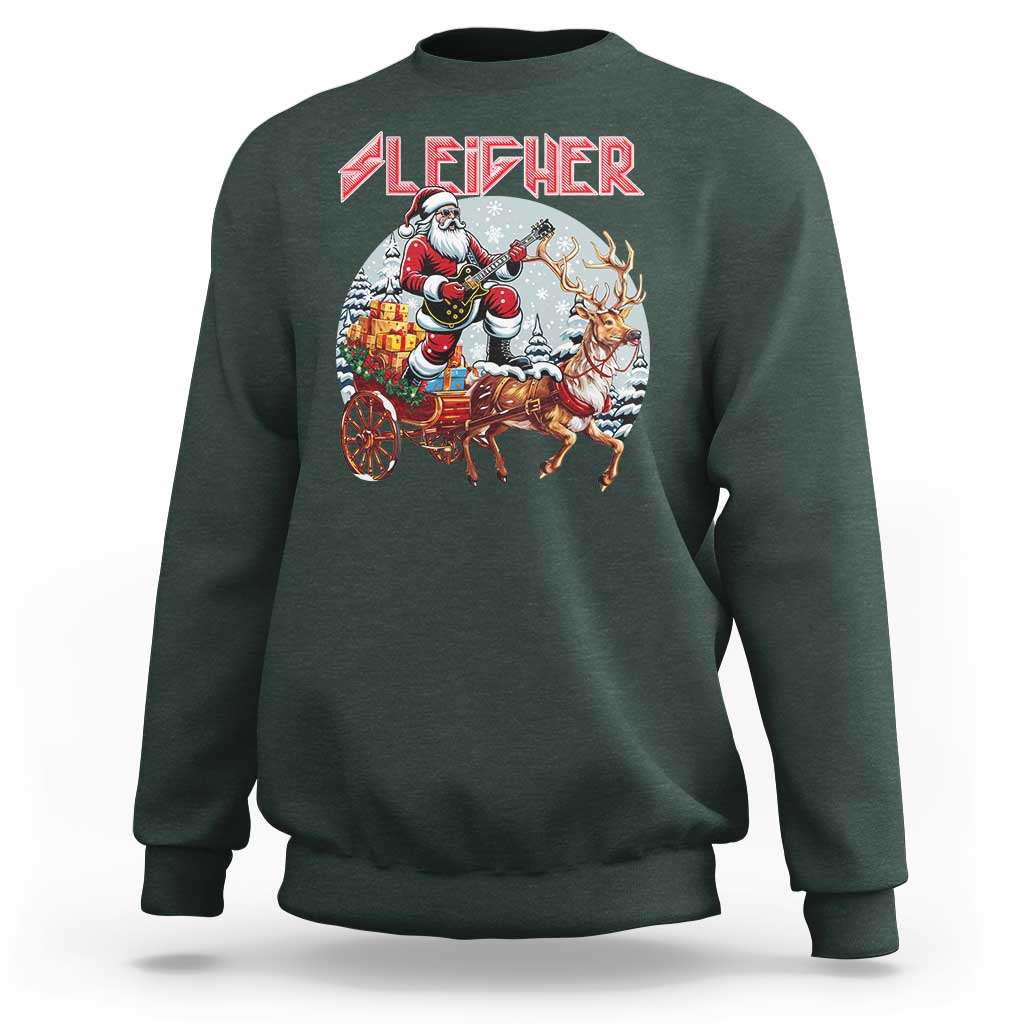 Funny Santa Heavy Metal Christmas Sweatshirt Sleigher Xmas Rock & Roll - Wonder Print Shop