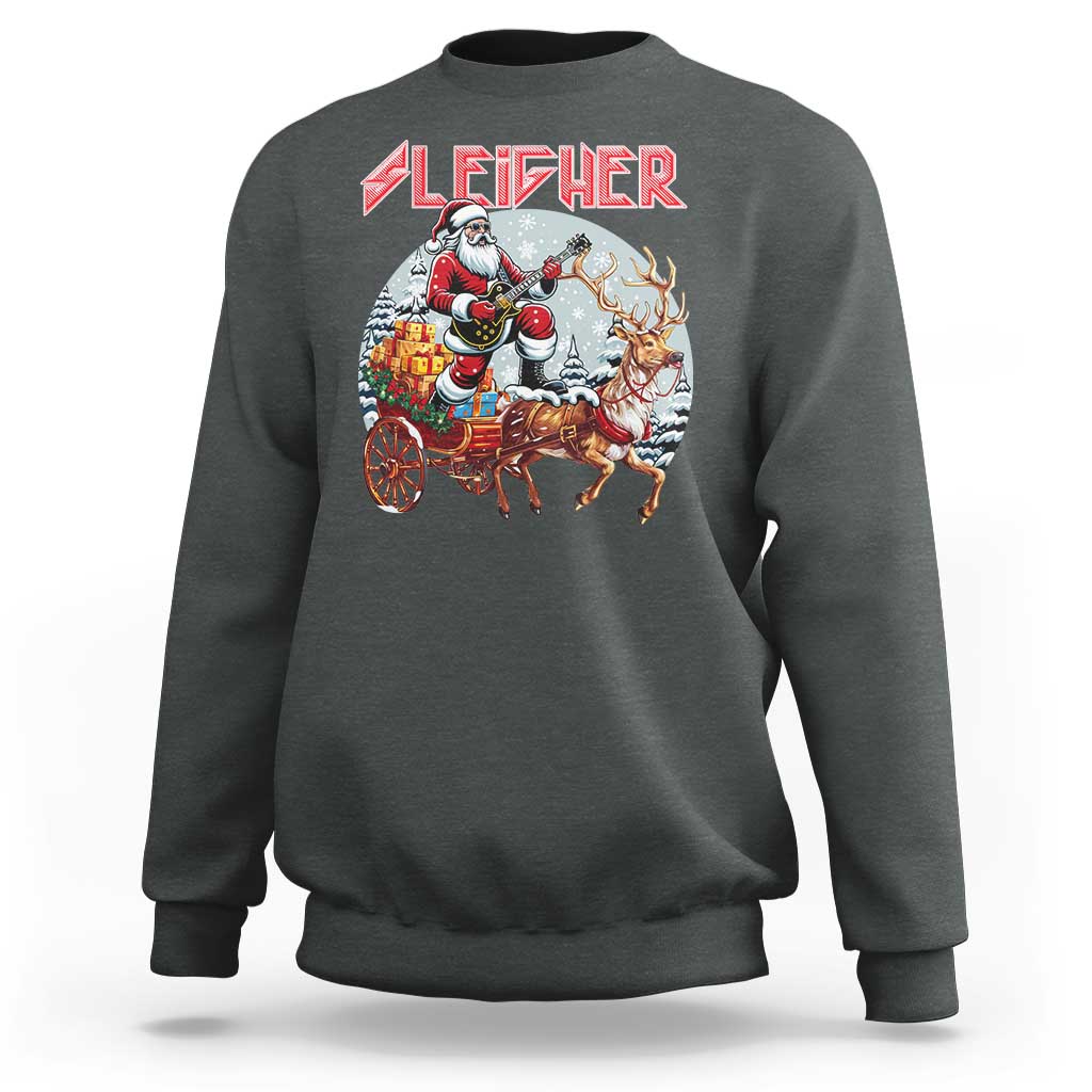 Funny Santa Heavy Metal Christmas Sweatshirt Sleigher Xmas Rock & Roll - Wonder Print Shop