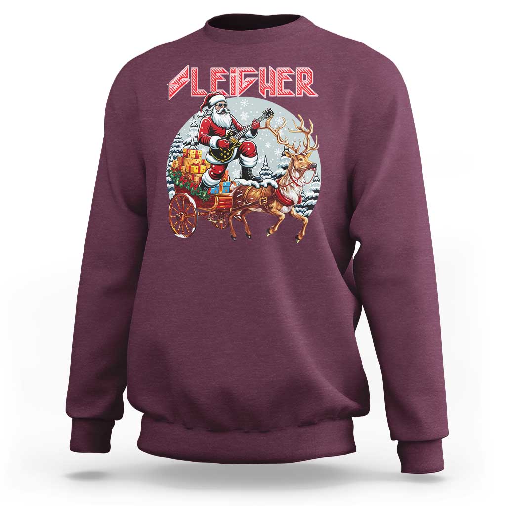 Funny Santa Heavy Metal Christmas Sweatshirt Sleigher Xmas Rock & Roll - Wonder Print Shop