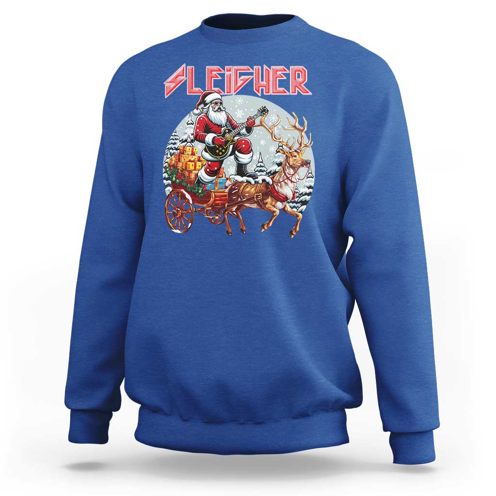 Funny Santa Heavy Metal Christmas Sweatshirt Sleigher Xmas Rock & Roll - Wonder Print Shop