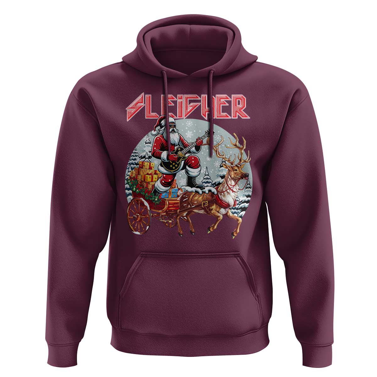 Funny Black Santa Heavy Metal Christmas Hoodie Sleigher Xmas Rock & Roll