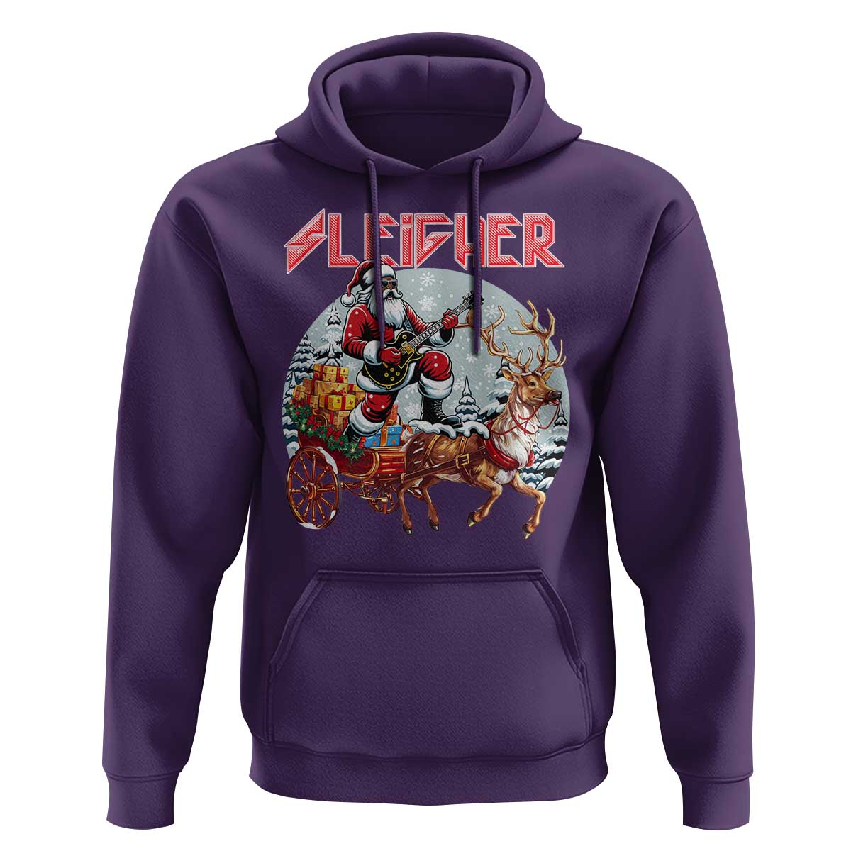 Funny Black Santa Heavy Metal Christmas Hoodie Sleigher Xmas Rock & Roll