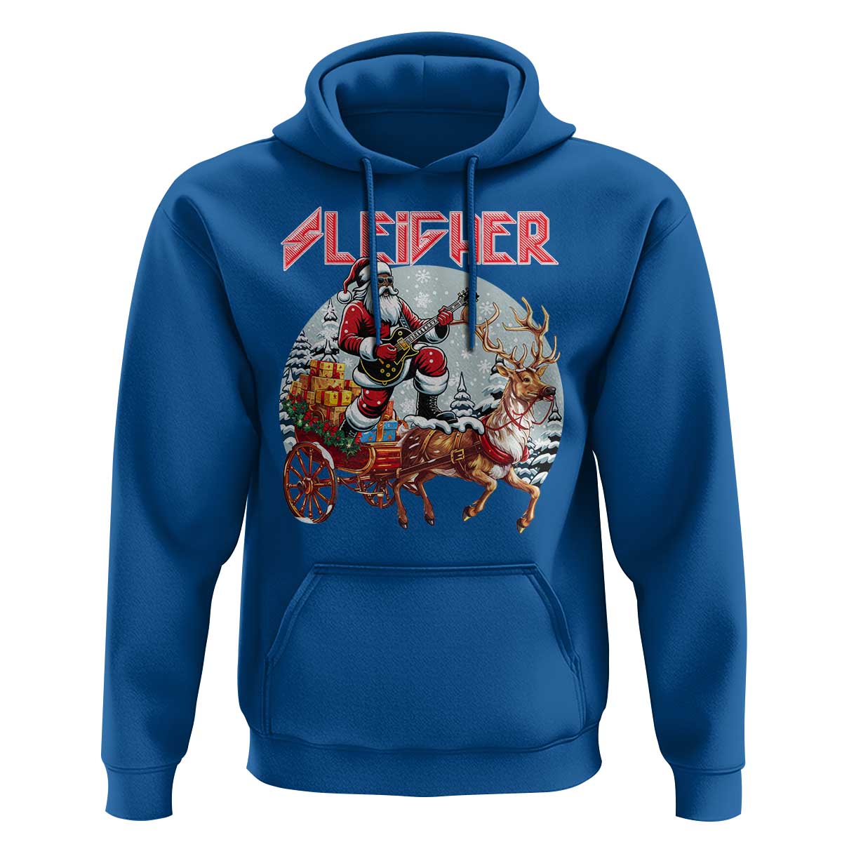 Funny Black Santa Heavy Metal Christmas Hoodie Sleigher Xmas Rock & Roll