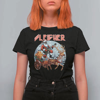 Funny Black Santa Heavy Metal Christmas T Shirt For Women Sleigher Xmas Rock & Roll - Wonder Print Shop