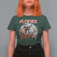 Funny Black Santa Heavy Metal Christmas T Shirt For Women Sleigher Xmas Rock & Roll - Wonder Print Shop