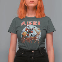 Funny Black Santa Heavy Metal Christmas T Shirt For Women Sleigher Xmas Rock & Roll - Wonder Print Shop