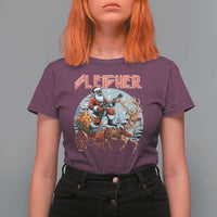 Funny Black Santa Heavy Metal Christmas T Shirt For Women Sleigher Xmas Rock & Roll - Wonder Print Shop