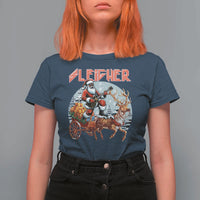 Funny Black Santa Heavy Metal Christmas T Shirt For Women Sleigher Xmas Rock & Roll - Wonder Print Shop
