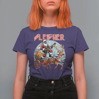 Funny Black Santa Heavy Metal Christmas T Shirt For Women Sleigher Xmas Rock & Roll - Wonder Print Shop