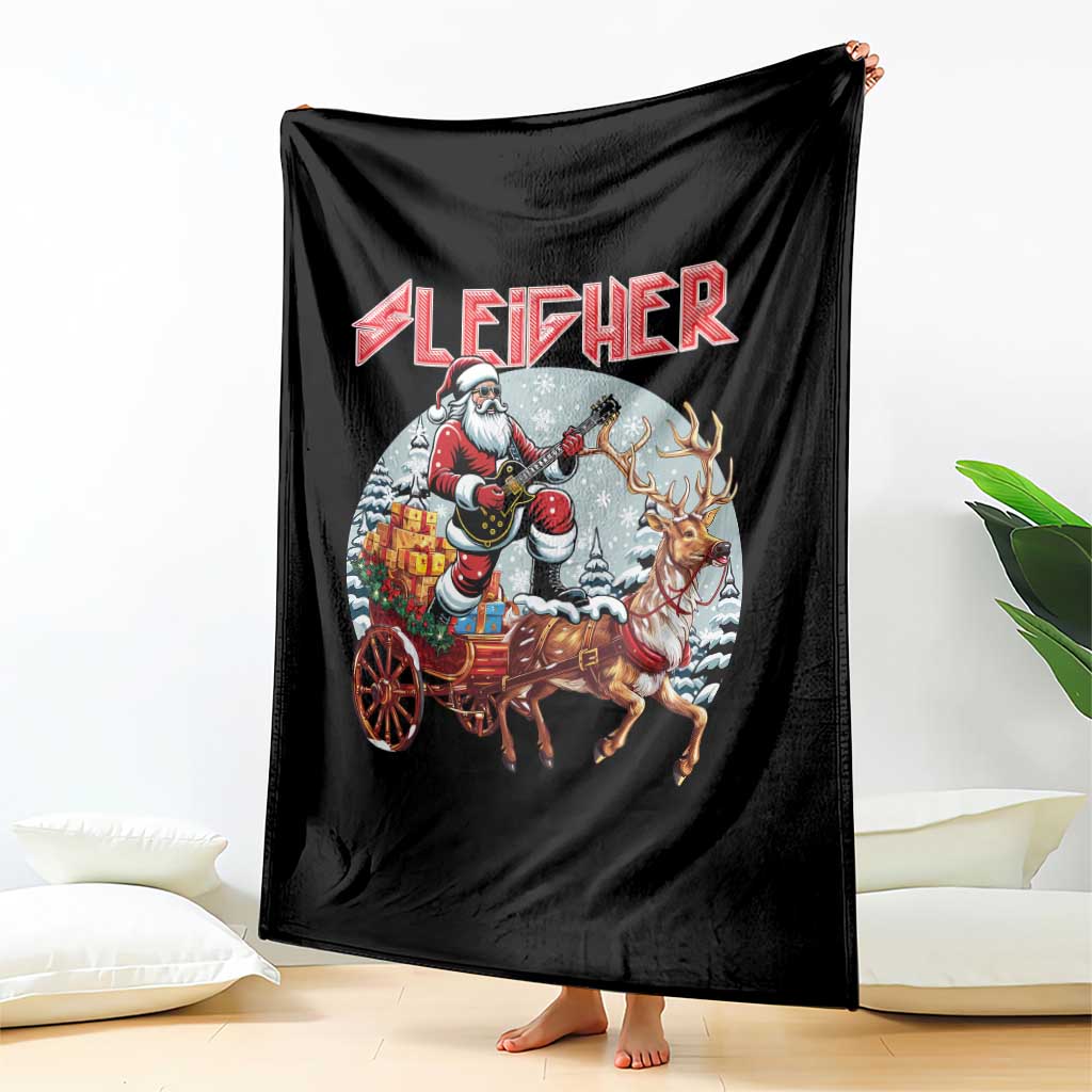 Funny Santa Heavy Metal Christmas Throw Blanket Sleigher Xmas Rock & Roll - Wonder Print Shop
