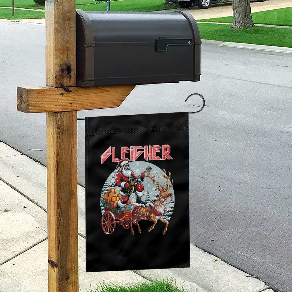 Funny Santa Heavy Metal Christmas Garden Flag Sleigher Xmas Rock & Roll - Wonder Print Shop