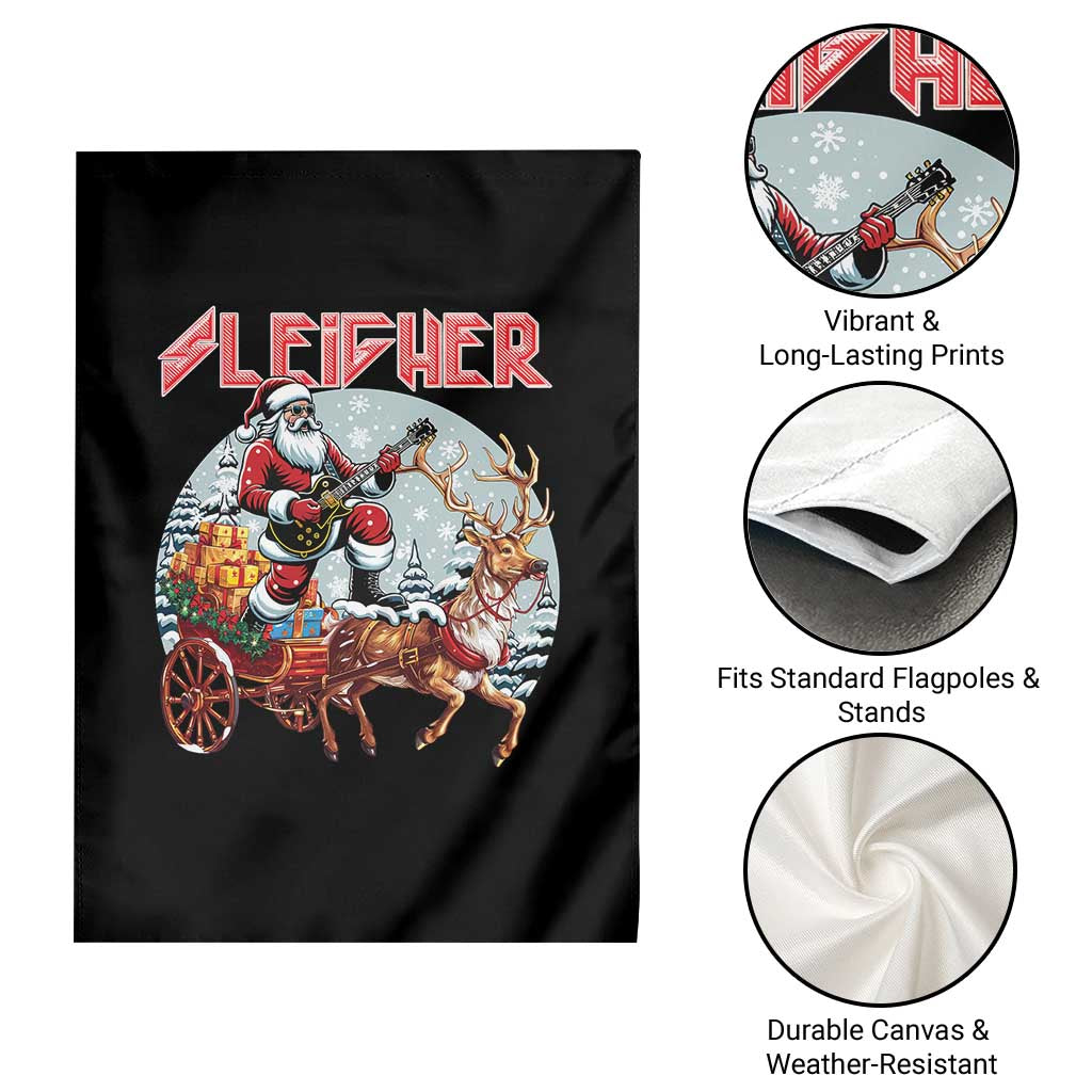 Funny Santa Heavy Metal Christmas Garden Flag Sleigher Xmas Rock & Roll - Wonder Print Shop