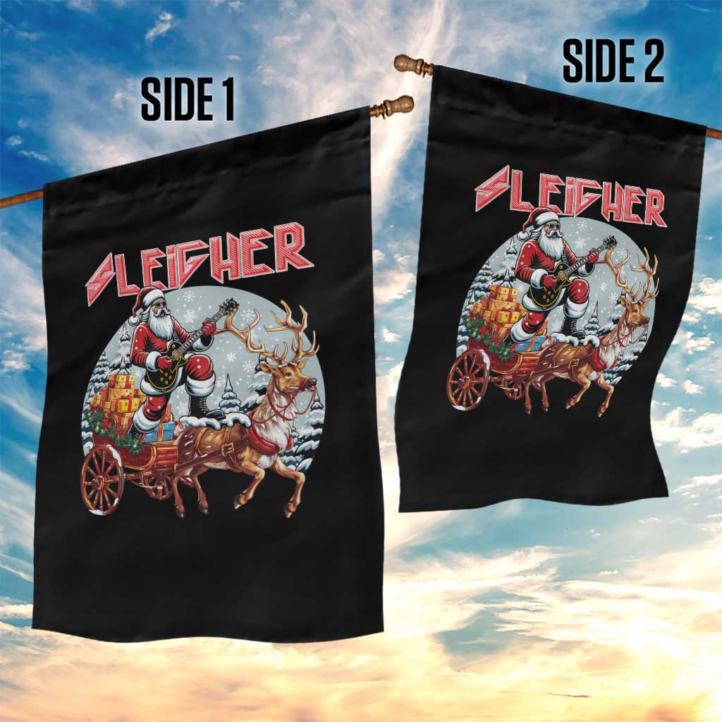 Funny Santa Heavy Metal Christmas Garden Flag Sleigher Xmas Rock & Roll - Wonder Print Shop