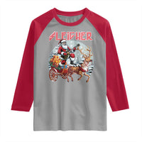 Funny Santa Heavy Metal Christmas Raglan Shirt Sleigher Xmas Rock & Roll - Wonder Print Shop