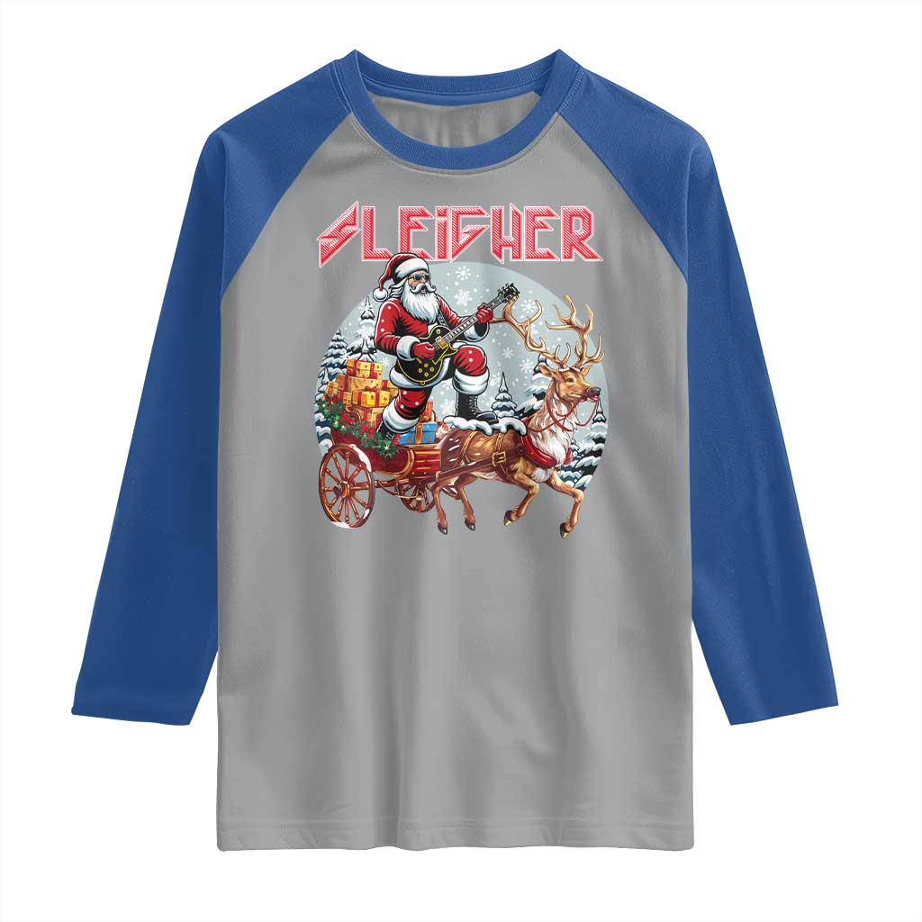 Funny Santa Heavy Metal Christmas Raglan Shirt Sleigher Xmas Rock & Roll - Wonder Print Shop