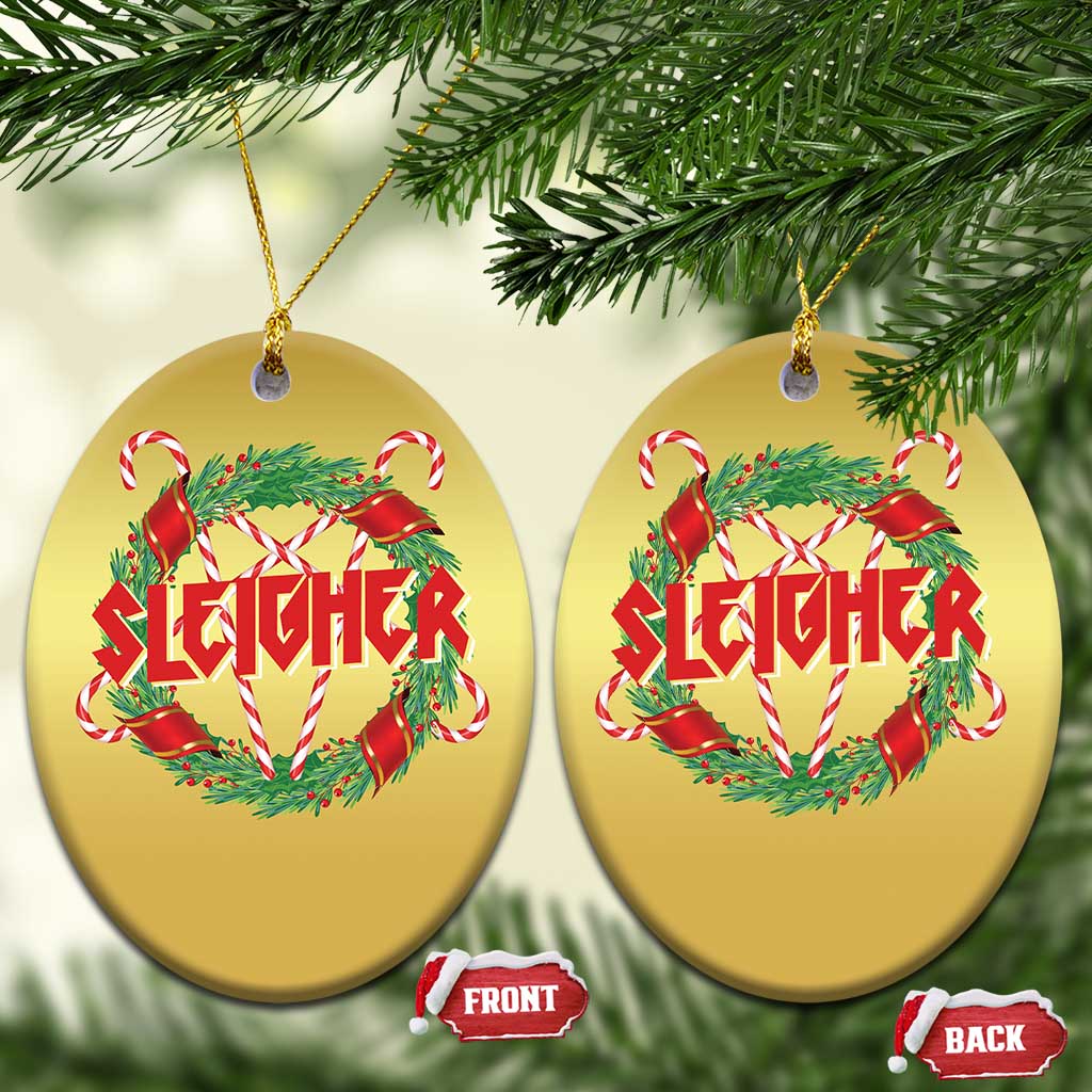 Funny Xmas Heavy Metal Christmas Ornament Sleigher Xmas Pentagram Candy Cane - Wonder Print Shop