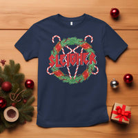Funny Christmas Heavy Metal T Shirt Sleigher Xmas Pentagram Candy Cane - Wonder Print Shop