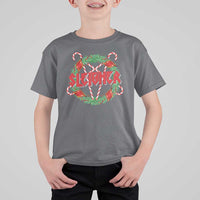 Funny Christmas Heavy Metal T Shirt For Kid Sleigher Xmas Pentagram Candy Cane - Wonder Print Shop
