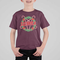 Funny Christmas Heavy Metal T Shirt For Kid Sleigher Xmas Pentagram Candy Cane - Wonder Print Shop